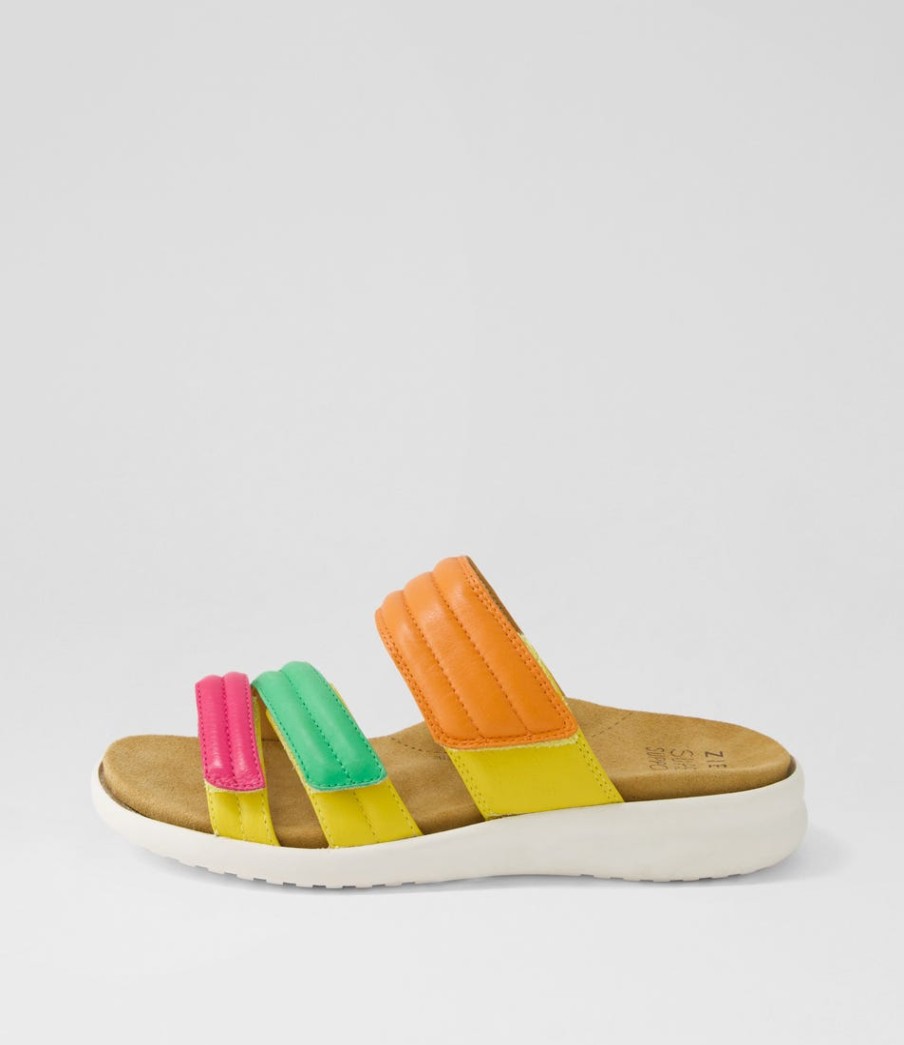 ZIERA Barbra Xw Bright Multi Leather Slides | Wedges