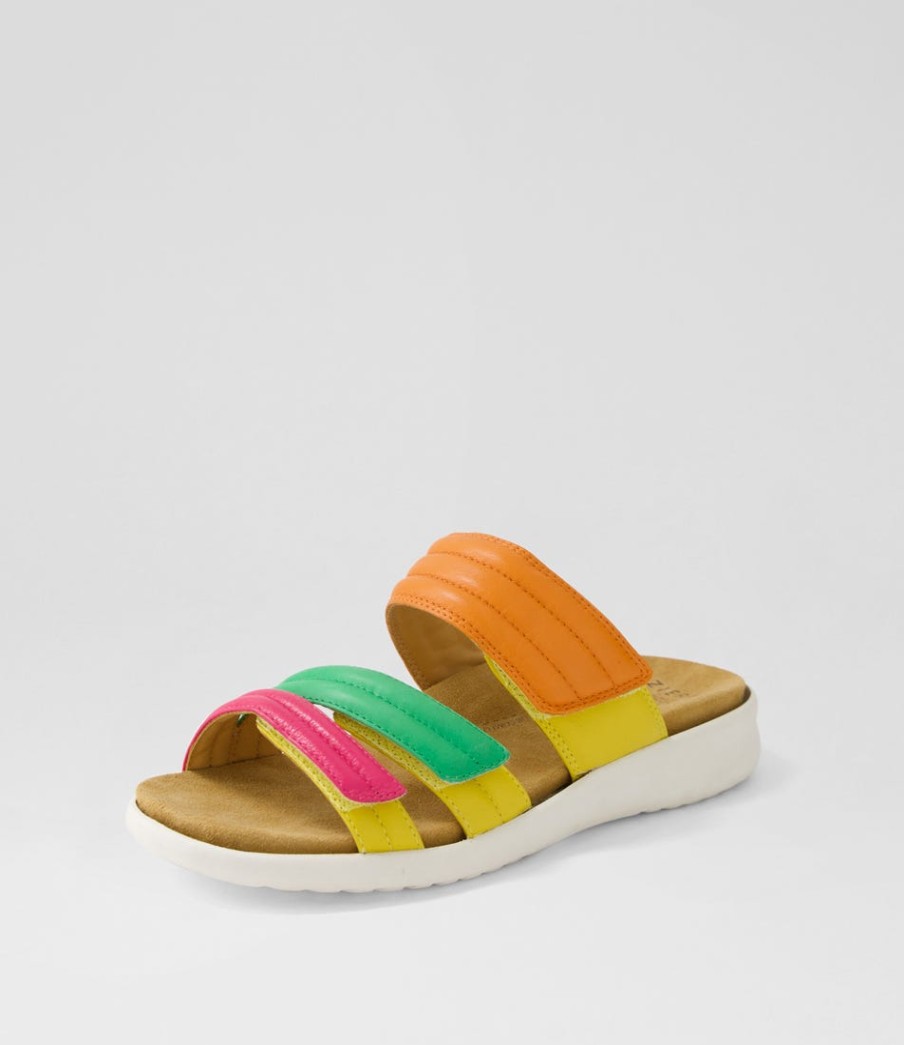 ZIERA Barbra Xw Bright Multi Leather Slides | Wedges