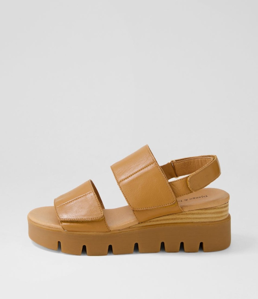 DJANGO & JULIETTE Rillow Tan Leather Sandals | Wedges