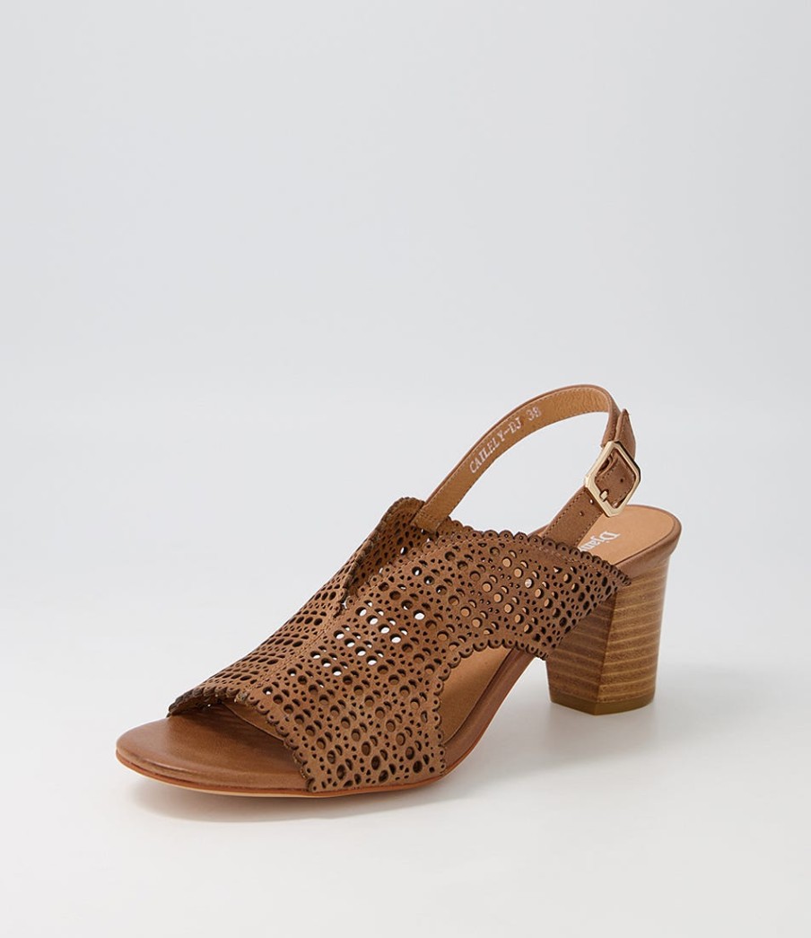 DJANGO & JULIETTE Cailely Tan Leather Sandals | Heels