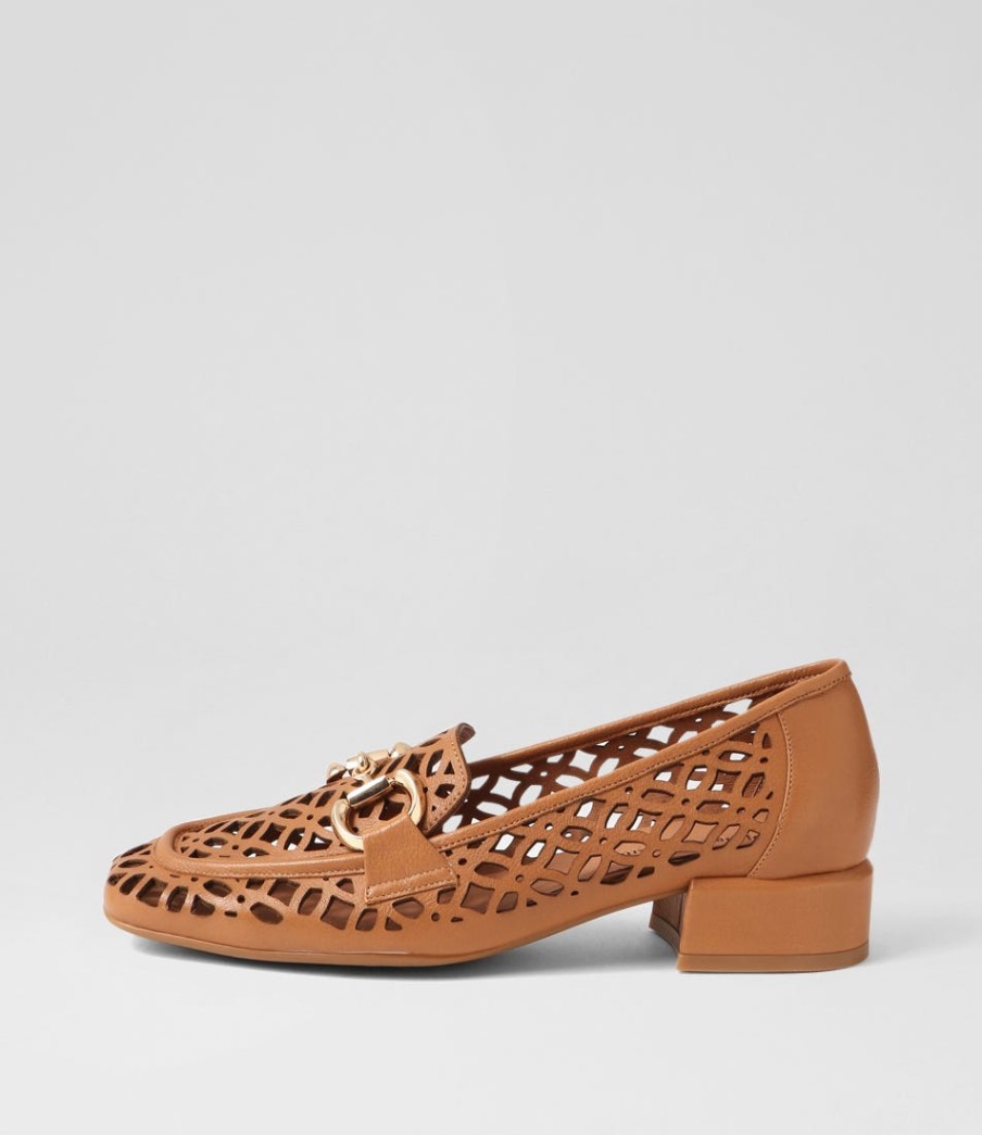 DJANGO & JULIETTE Vilis Dark Tan Leather Heels | Loafers