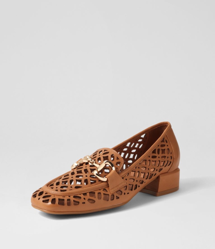 DJANGO & JULIETTE Vilis Dark Tan Leather Heels | Loafers