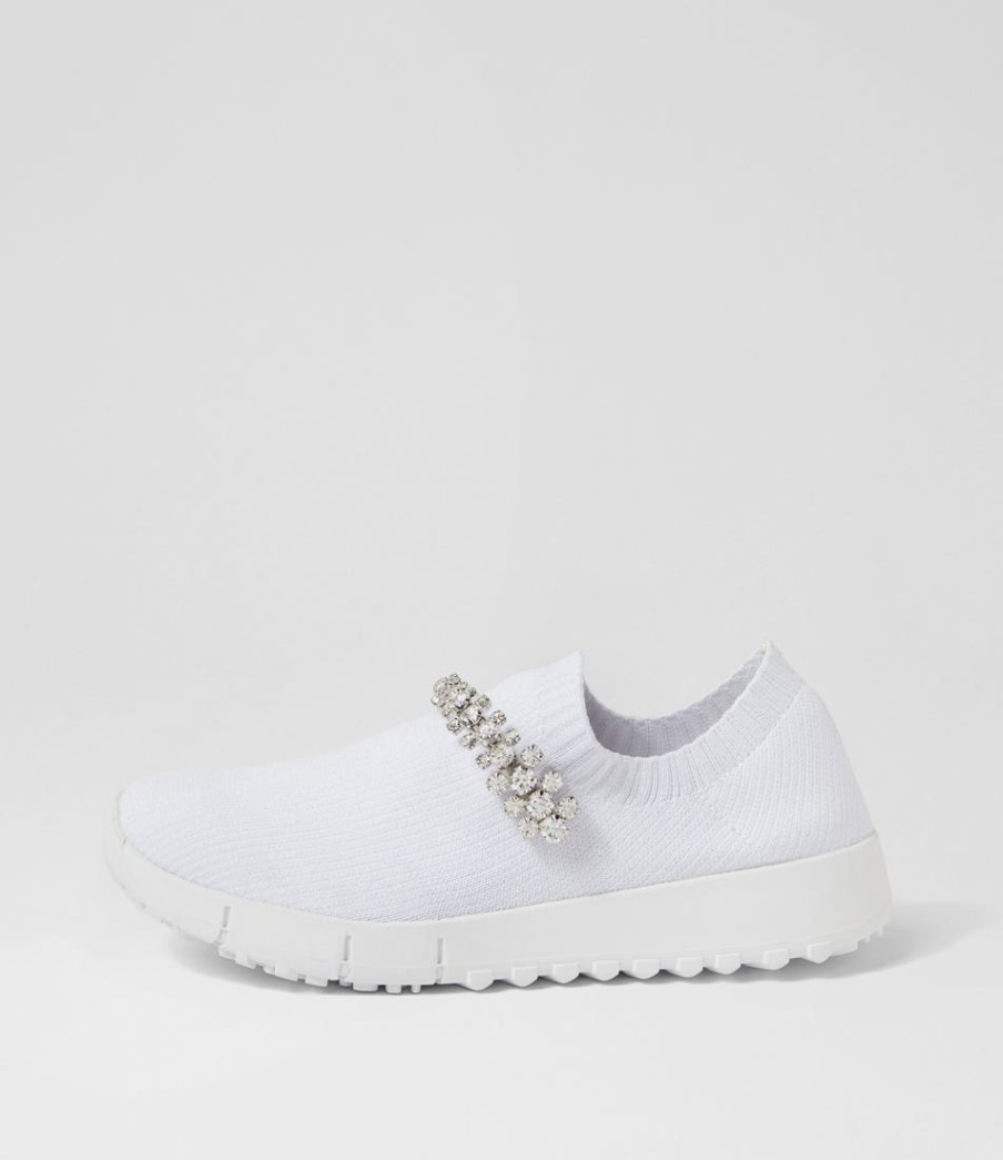 DJANGO & JULIETTE Jolo White Silver Trim Fabric Sneakers | Sneakers