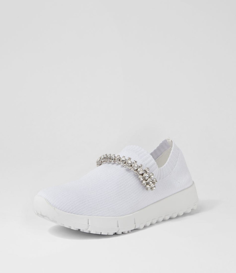 DJANGO & JULIETTE Jolo White Silver Trim Fabric Sneakers | Sneakers