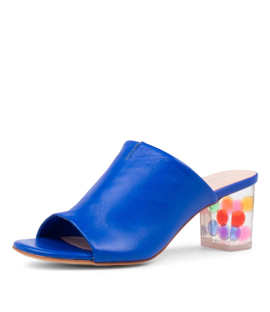 DJANGO & JULIETTE Shae Cobalt Leather Sandals | Heels