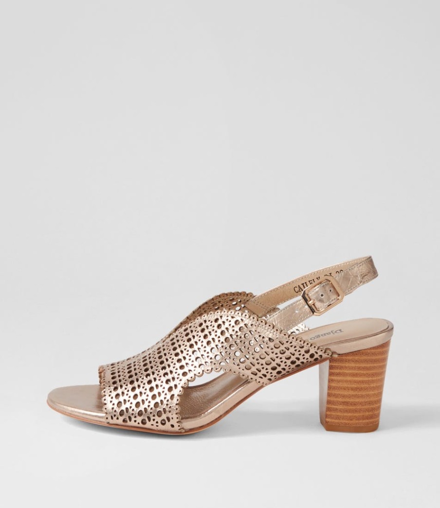 DJANGO & JULIETTE Cailely Champagne Shrunken Leather Sandals | Heels