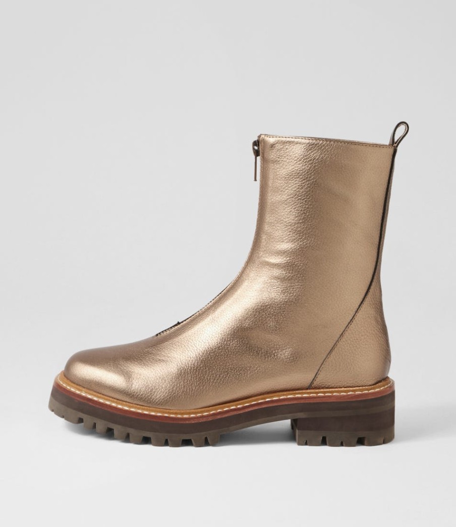 DJANGO & JULIETTE Faycey Bronze Tumble Leather Ankle Boots | Boots