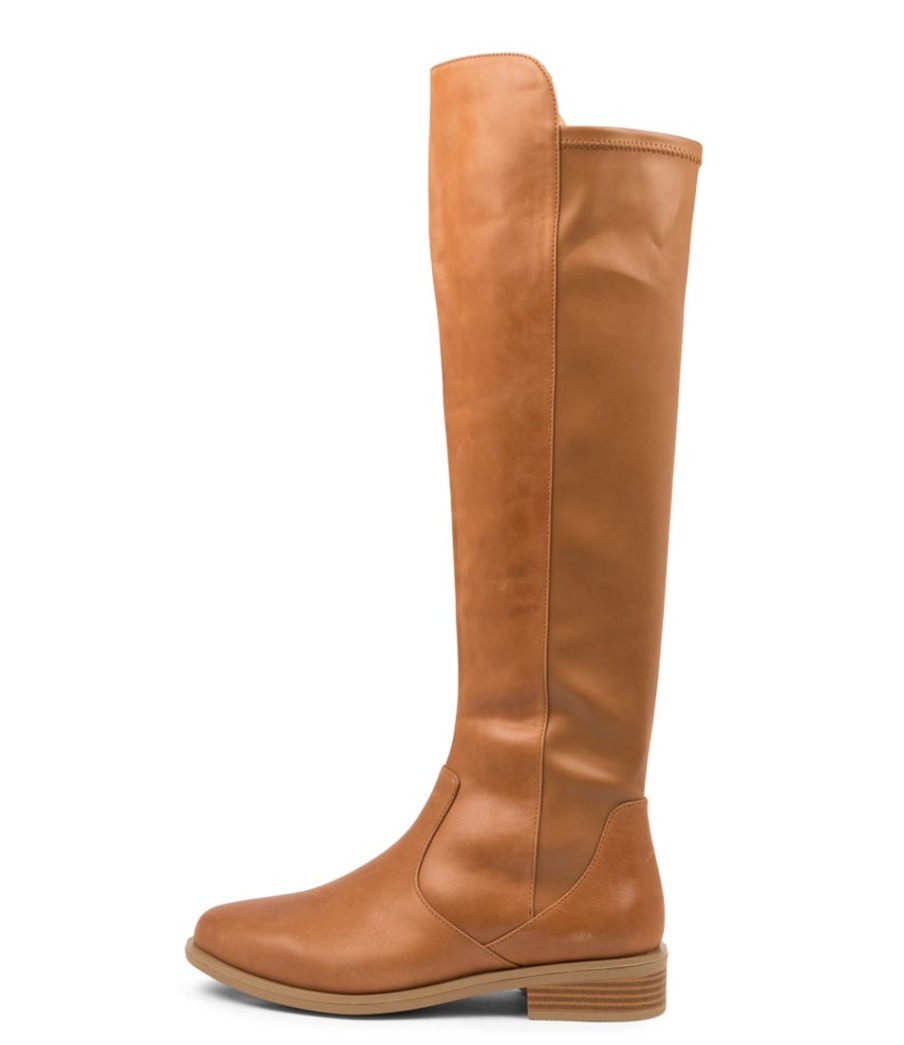 ZIERA Sallies Xf Tan Stretch Leather Knee High Boots | Boots