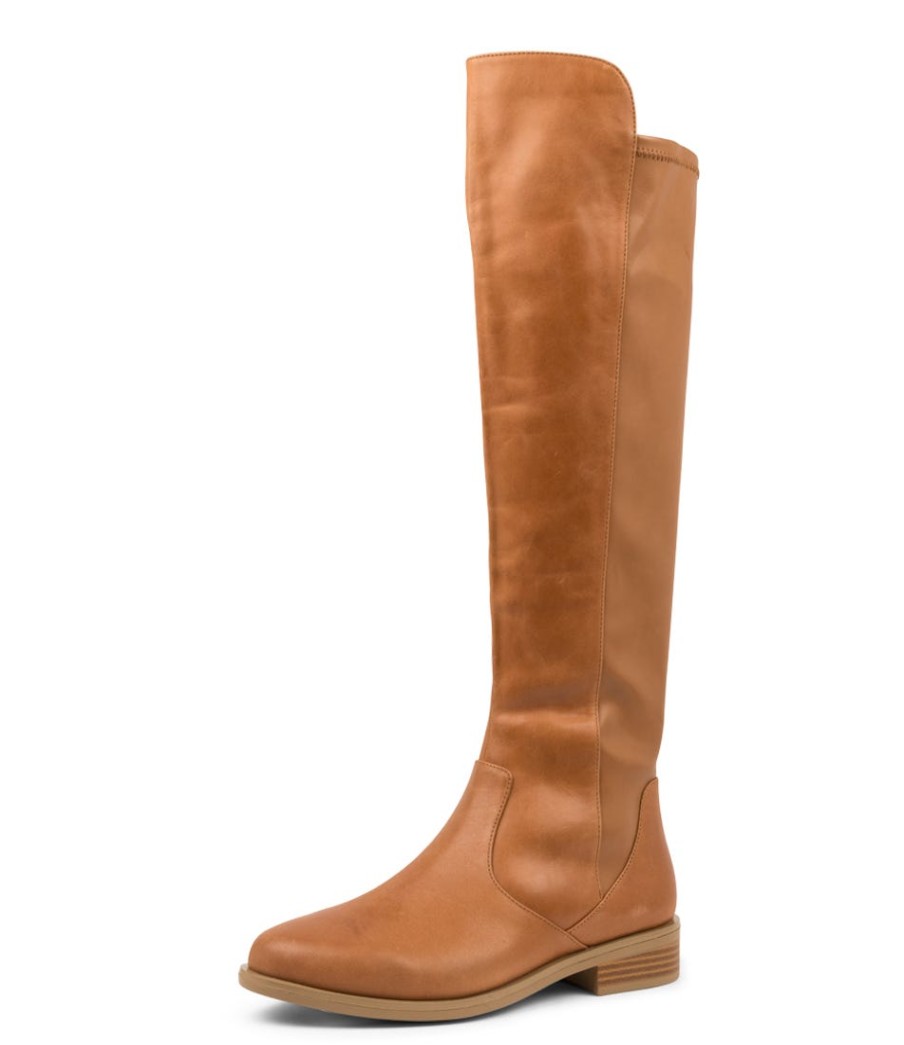 ZIERA Sallies Xf Tan Stretch Leather Knee High Boots | Boots