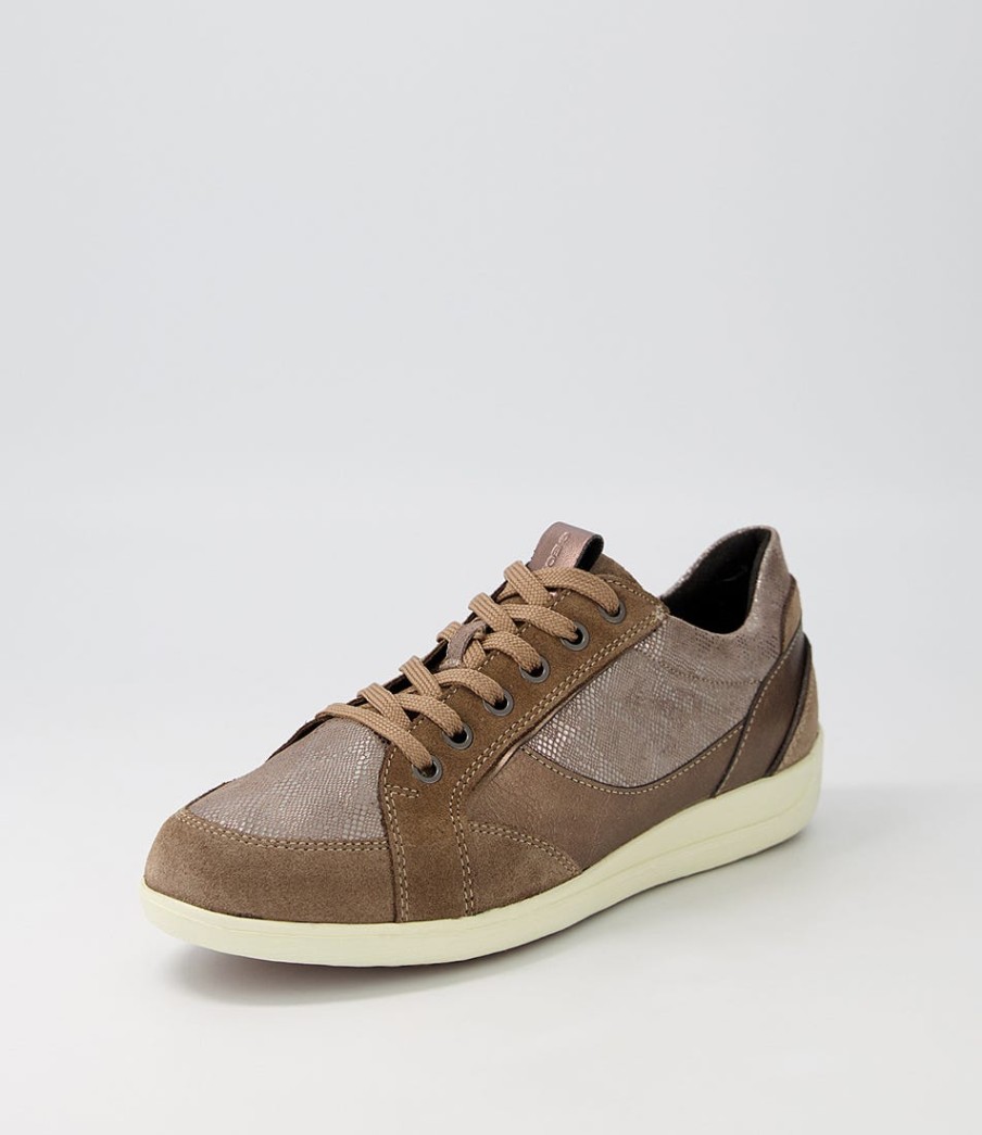 GEOX D Myria B Dark Beige Suede Leather Sneakers | Comfort