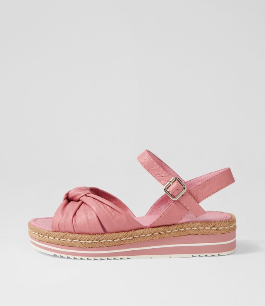 DJANGO & JULIETTE Adah Lrg Pretty Pink Leather Espadrilles | Espadrilles