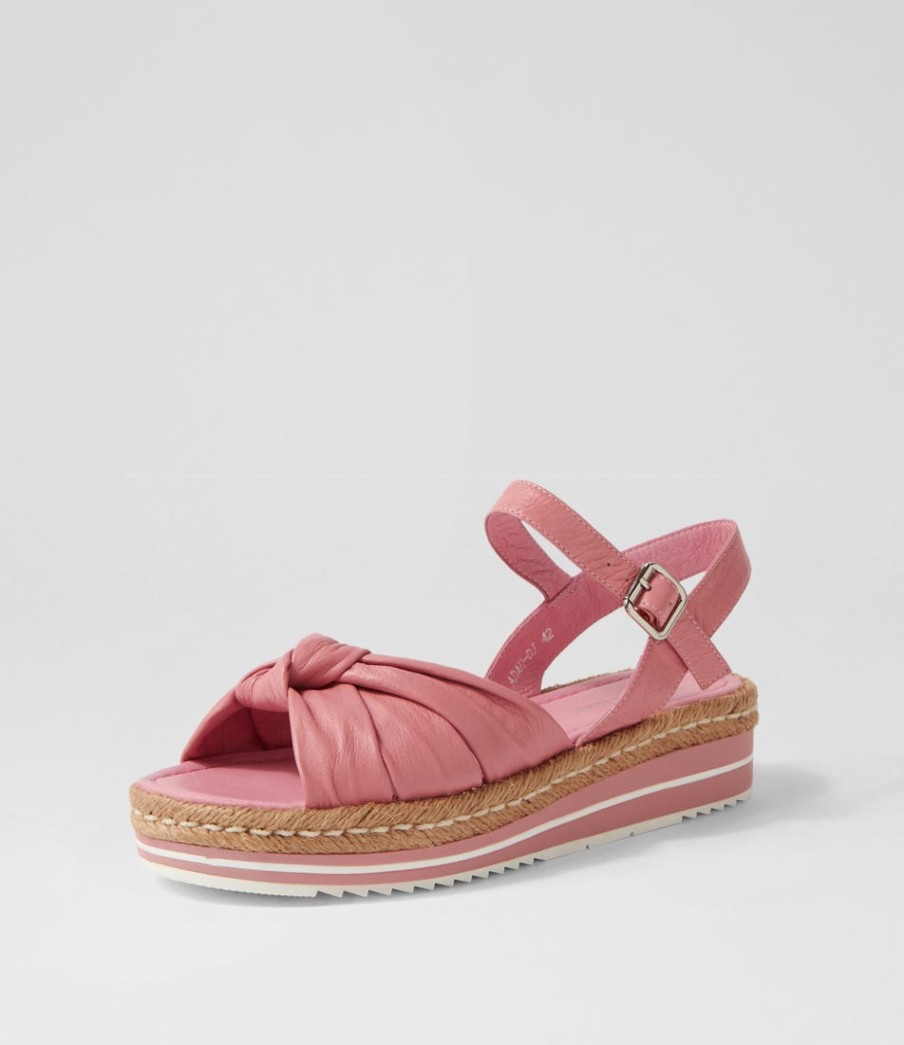 DJANGO & JULIETTE Adah Lrg Pretty Pink Leather Espadrilles | Espadrilles