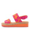 DJANGO & JULIETTE Acke Bright Orange Fuchsia Leather Sandals | Espadrilles