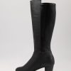 ZIERA Gentrys W Black Leather Stretch Knee High Boots | Boots