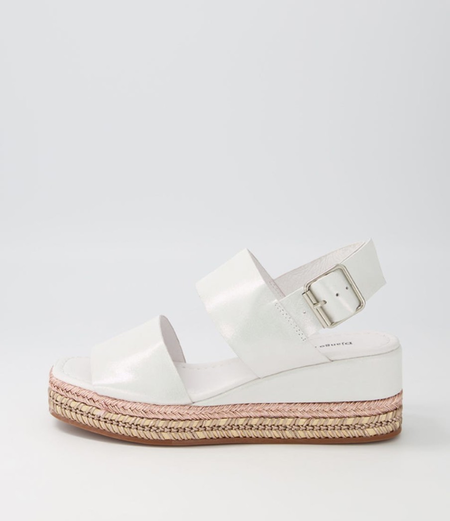 DJANGO & JULIETTE Xabbie White Shimmer Leather Espadrilles | Espadrilles