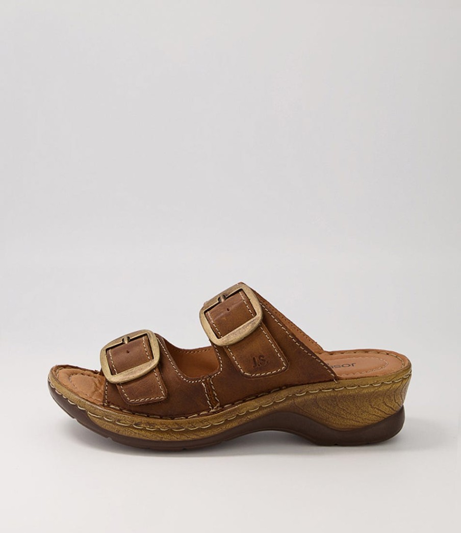 JOSEF SEIBEL Catalonia 76 Brandy Leather Slides | Comfort