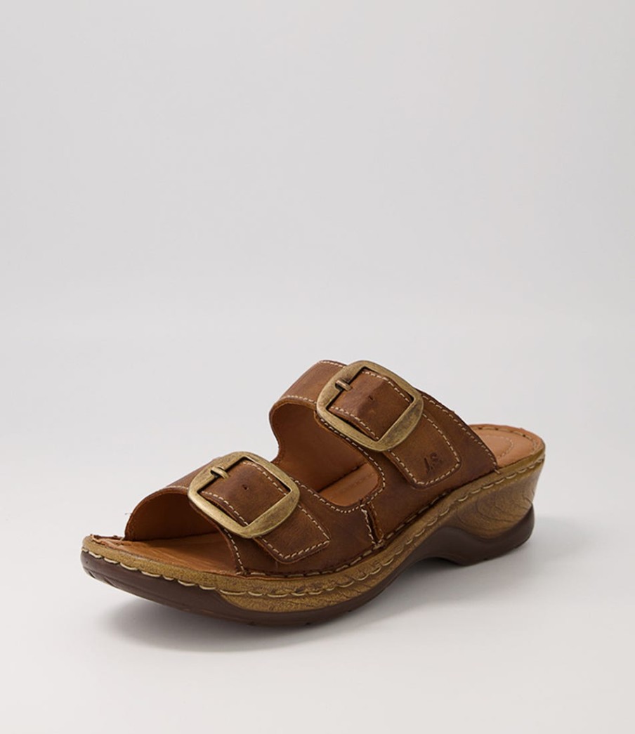 JOSEF SEIBEL Catalonia 76 Brandy Leather Slides | Comfort