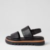 DJANGO & JULIETTE Soner Black Leather Sandals | Wedges