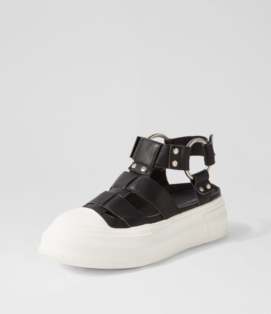 DJANGO & JULIETTE Akash Black White Leather Sneakers | Sneakers