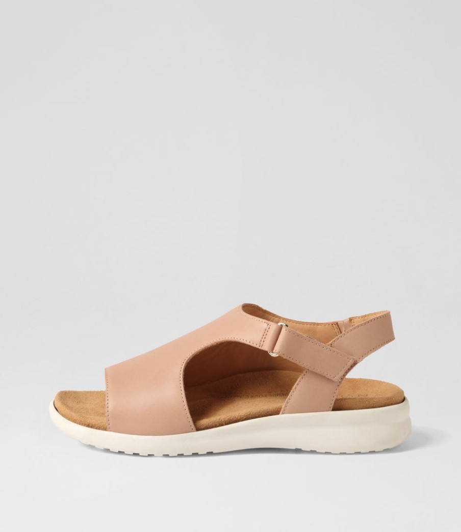 ZIERA Basma Xw Cafe White Leather Sandals | Wedges