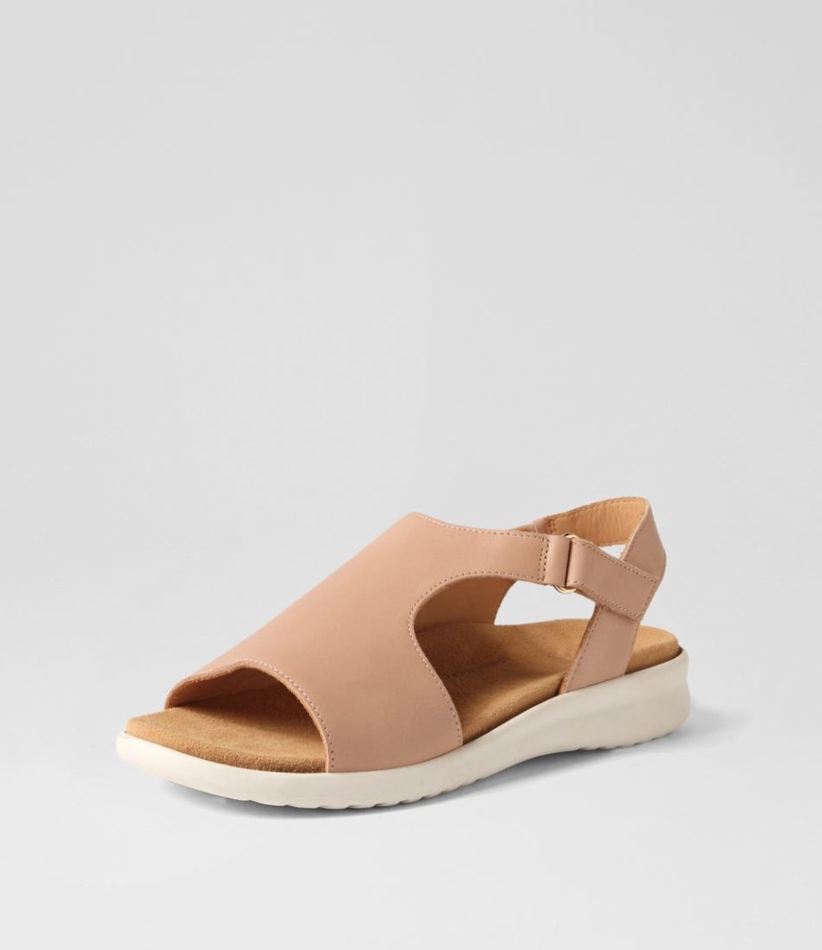 ZIERA Basma Xw Cafe White Leather Sandals | Wedges