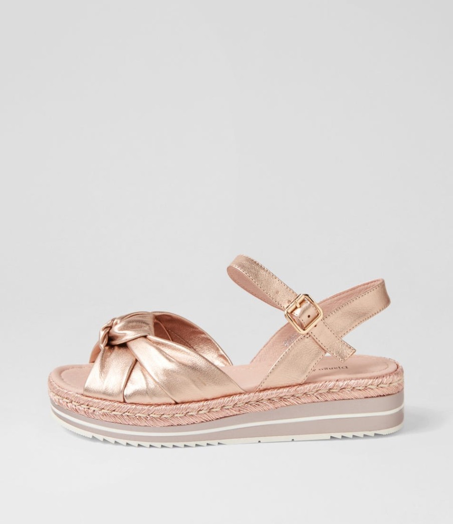 DJANGO & JULIETTE Adah Pale Rose Gold Rope Leather Espadrilles | Espadrilles