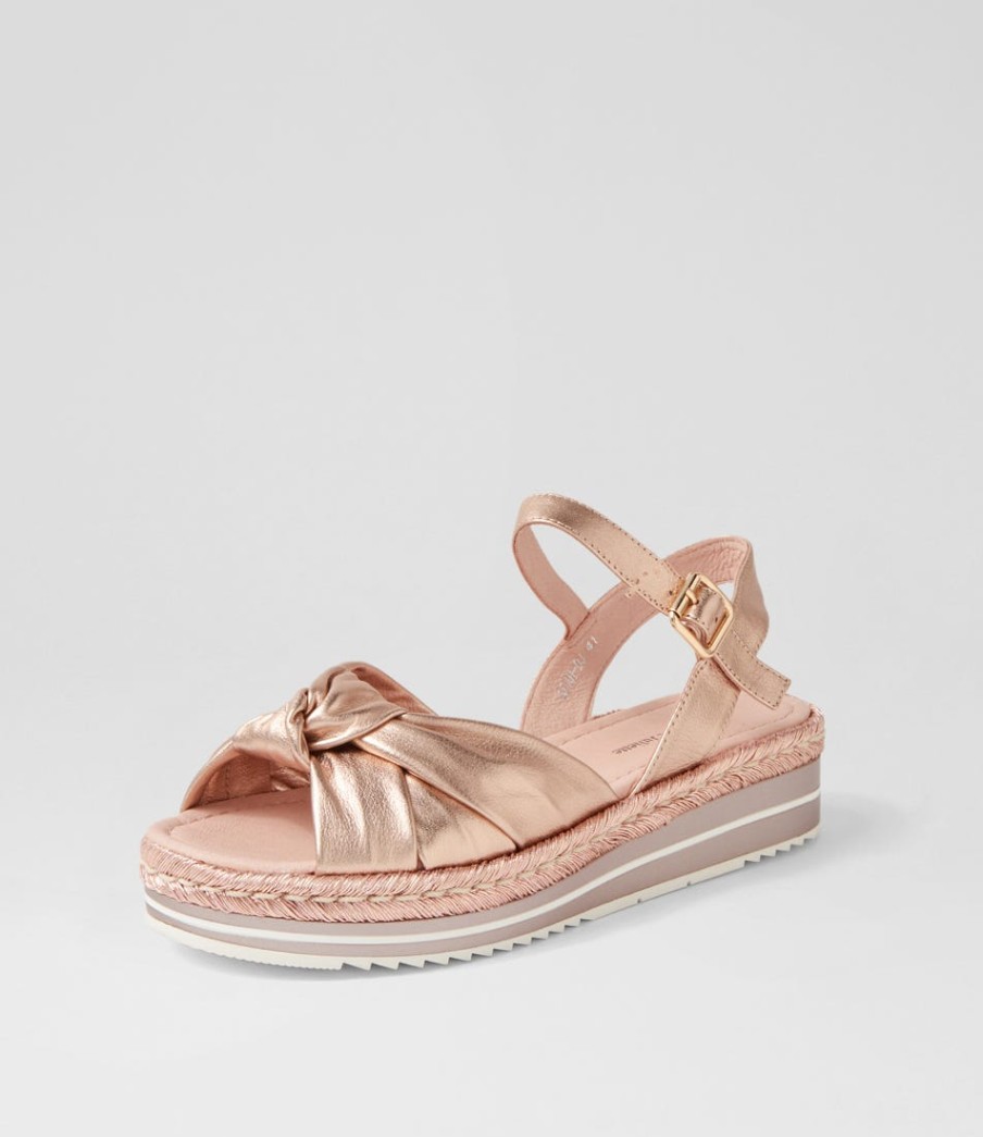 DJANGO & JULIETTE Adah Pale Rose Gold Rope Leather Espadrilles | Espadrilles