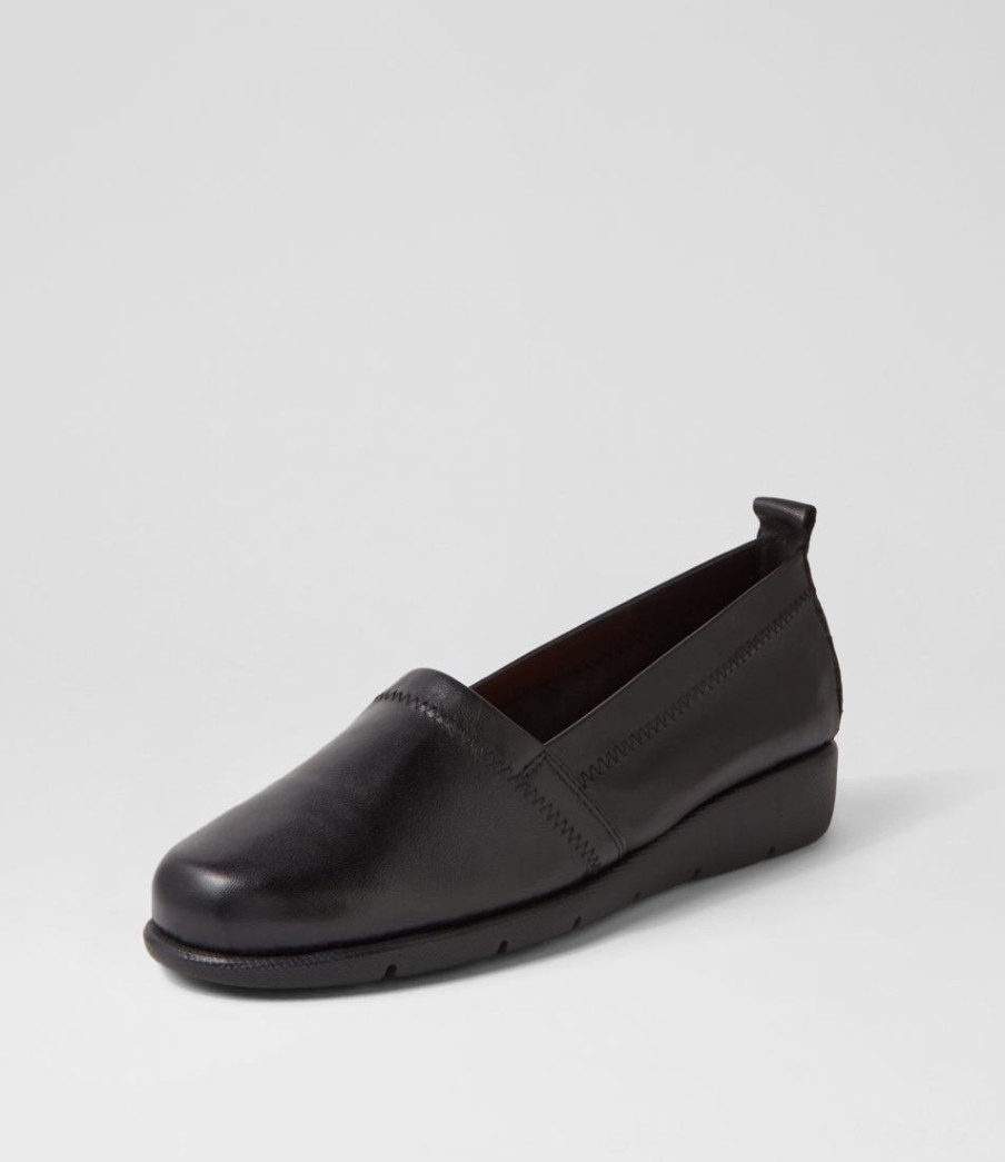 SUPERSOFT Aliner Black Leather Loafers | Comfort