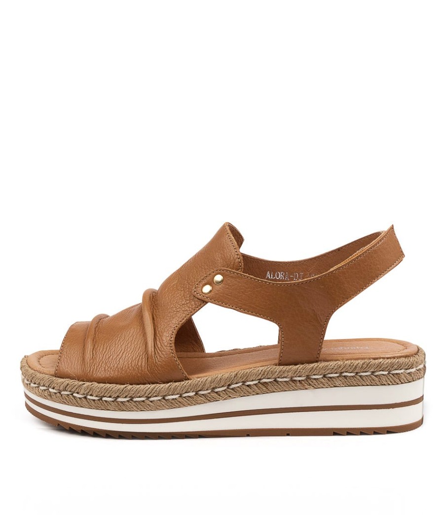 DJANGO & JULIETTE Alora Dk Tan Leather | Espadrilles