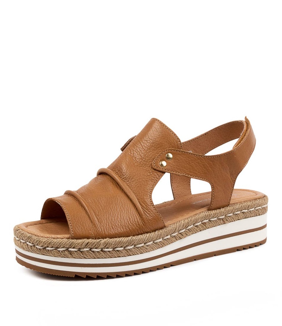 DJANGO & JULIETTE Alora Dk Tan Leather | Espadrilles