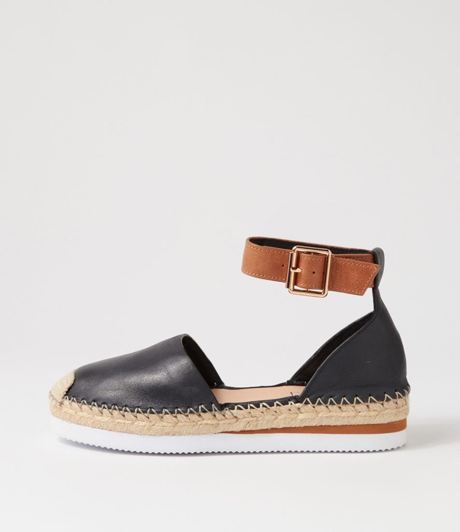 TOP END Wolver Black Tan Leather Espadrilles | Espadrilles