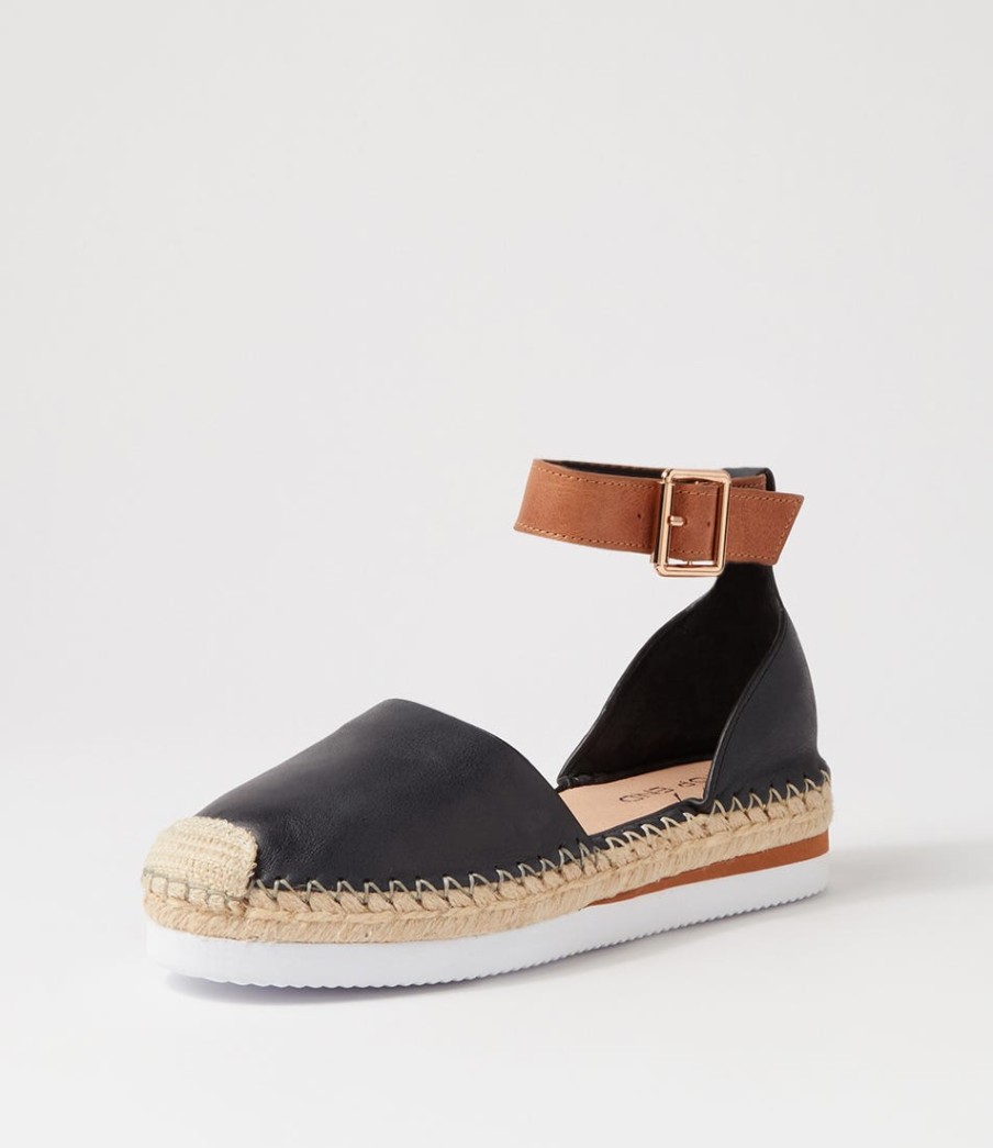 TOP END Wolver Black Tan Leather Espadrilles | Espadrilles