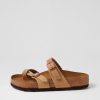 BIRKENSTOCK Mayari Tobacco Brown Oiled Leather Slides | Comfort