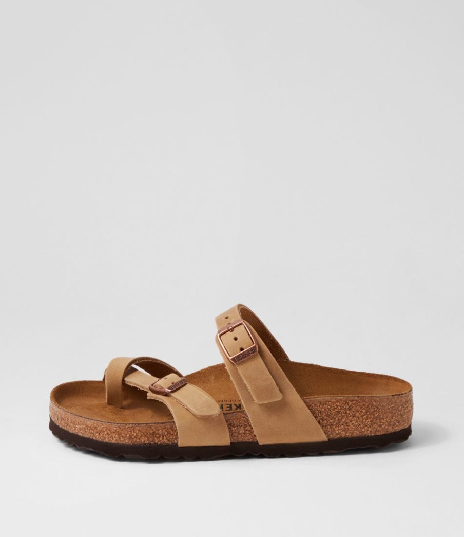 BIRKENSTOCK Mayari Tobacco Brown Oiled Leather Slides | Comfort