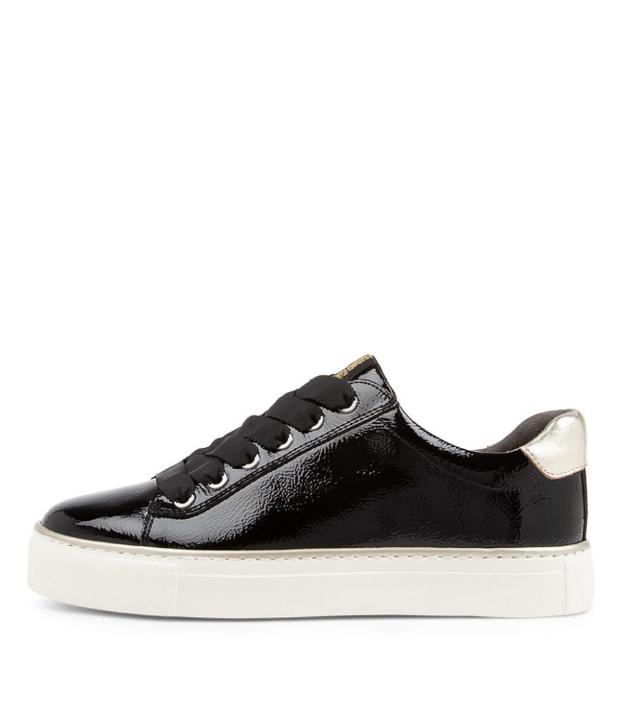 ZIERA Penny Xf Black Gold Patent Leather Sneakers | Sneakers