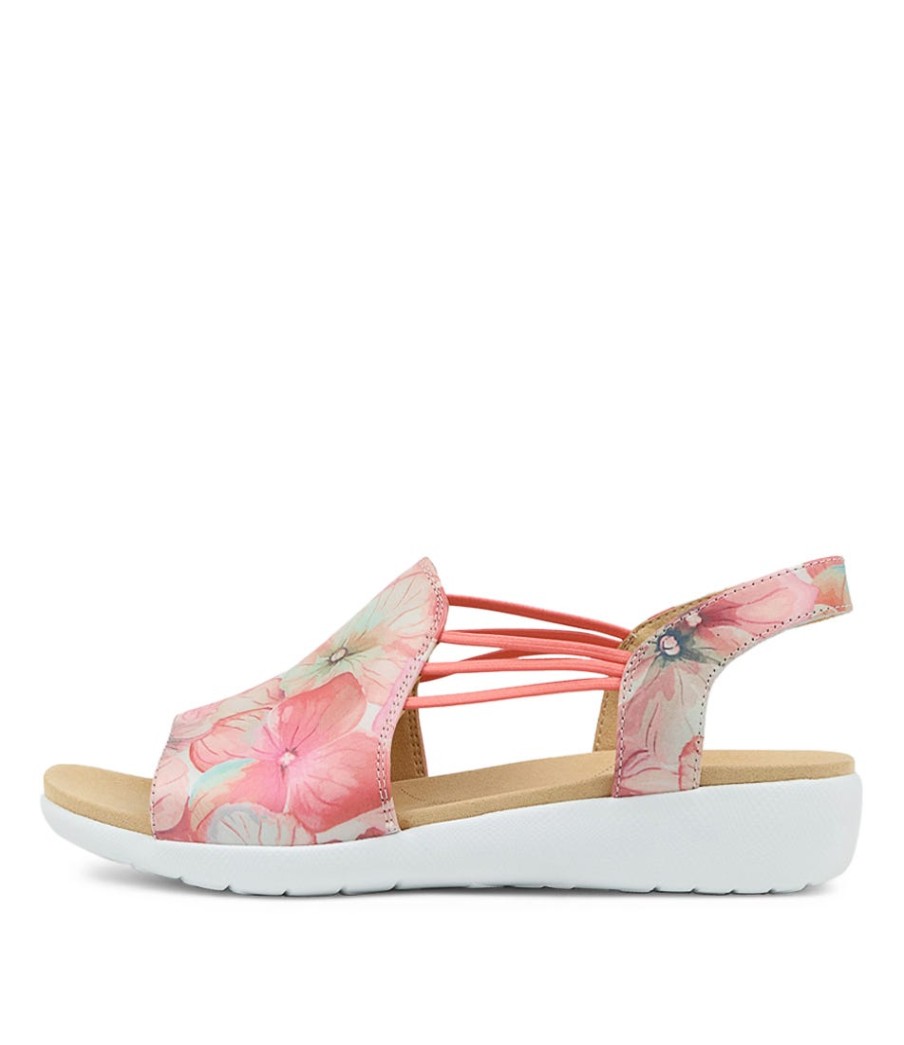 ZIERA Udhays W Melon Flower Leather Elastic Sandals | Wedges