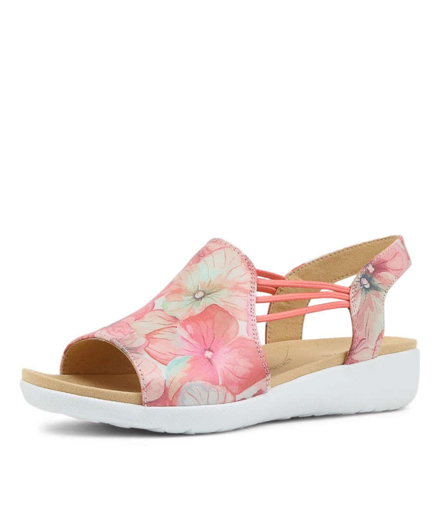 ZIERA Udhays W Melon Flower Leather Elastic Sandals | Wedges