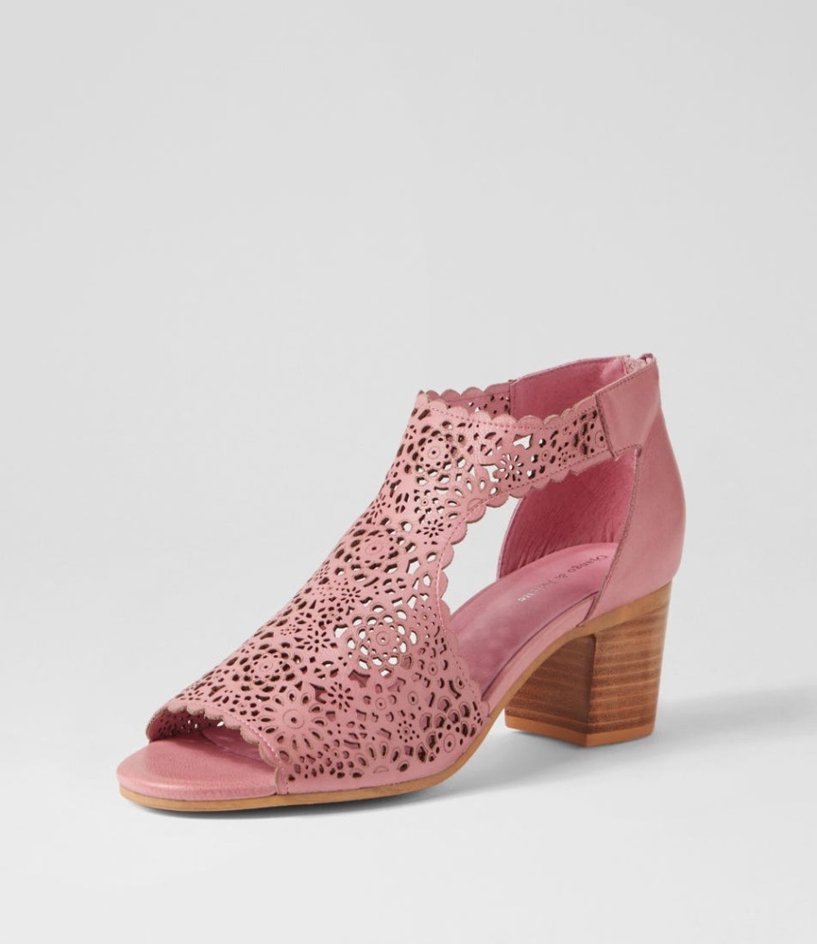 DJANGO & JULIETTE Bames Pretty Pink Leather Sandals | Heels