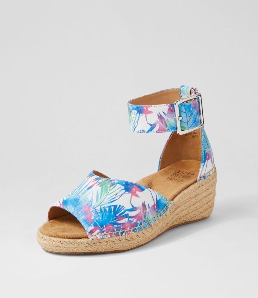 ZIERA Koen Xw Blue Palms Leather Espadrilles | Espadrilles