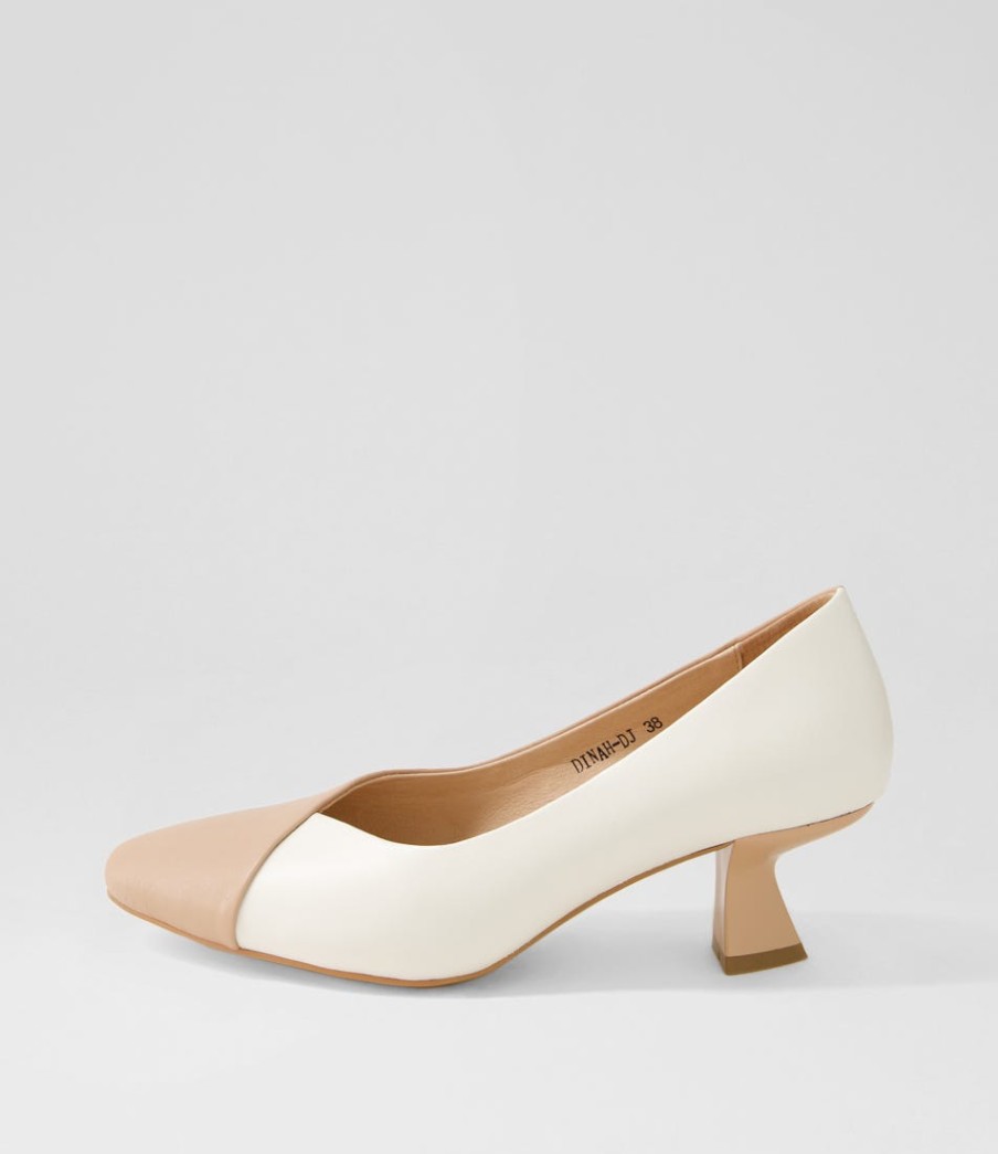 DJANGO & JULIETTE Dinah Dark Nude Ivory Leather Heels | Heels