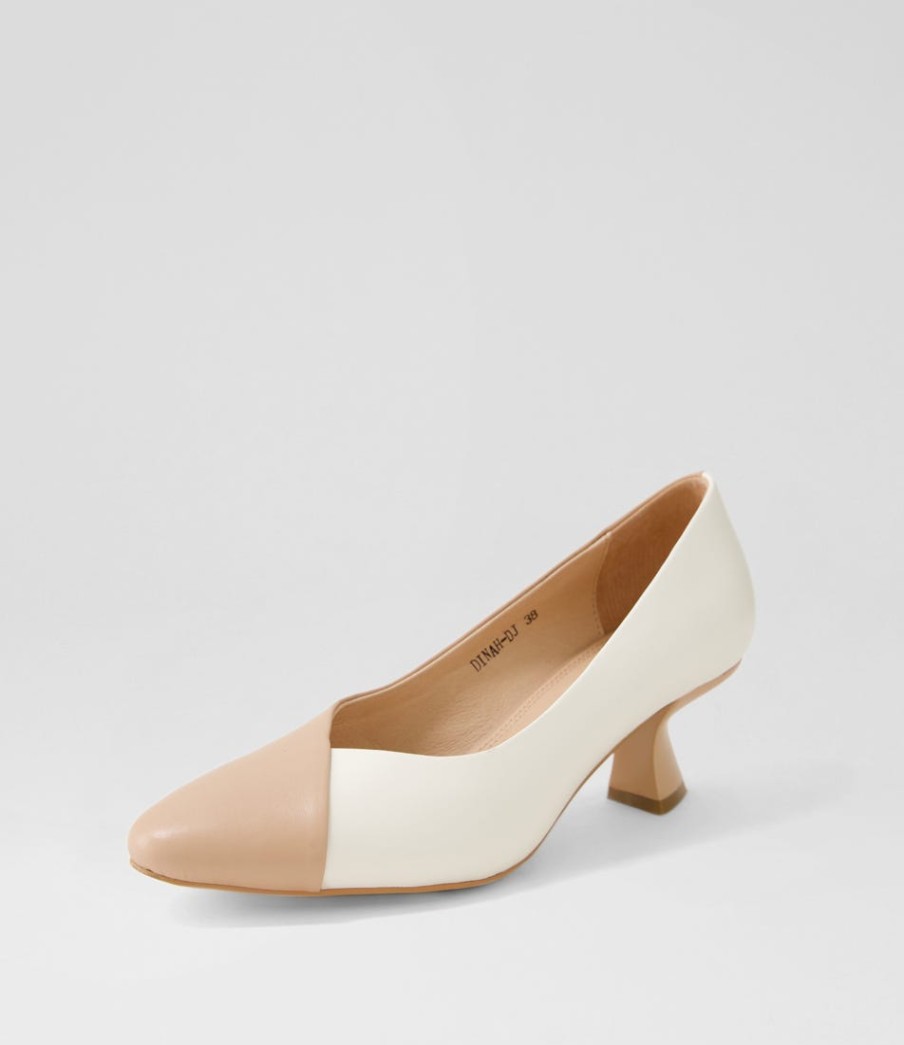 DJANGO & JULIETTE Dinah Dark Nude Ivory Leather Heels | Heels