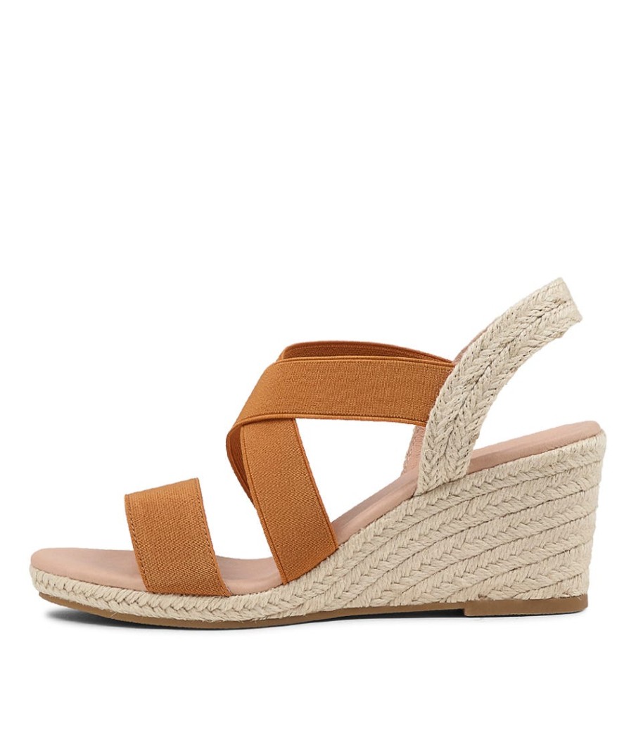 DIANA FERRARI Jolli Tan Elastic Sandals | Espadrilles