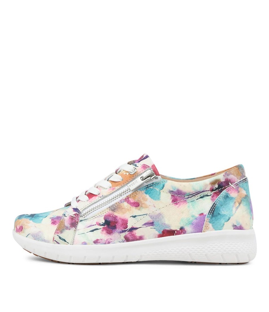 ZIERA Solar Xf Pansy Floral Leather Sneakers | Comfort