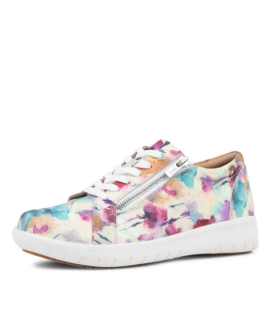 ZIERA Solar Xf Pansy Floral Leather Sneakers | Comfort