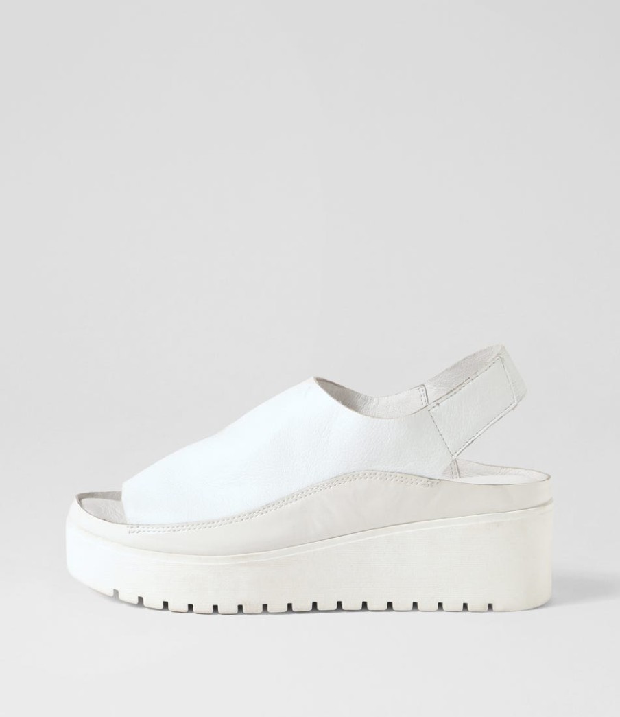 DJANGO & JULIETTE Ober White Leather Patent Sandals | Sandals