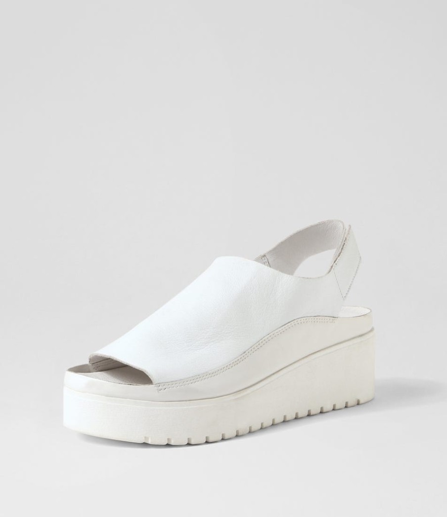 DJANGO & JULIETTE Ober White Leather Patent Sandals | Sandals