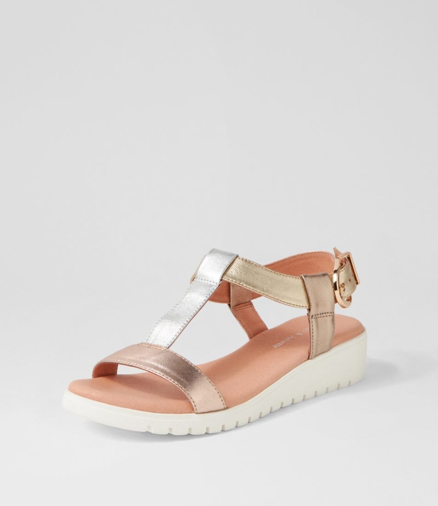 DJANGO & JULIETTE Marj Metallic Multi Leather Sandals | Wedges