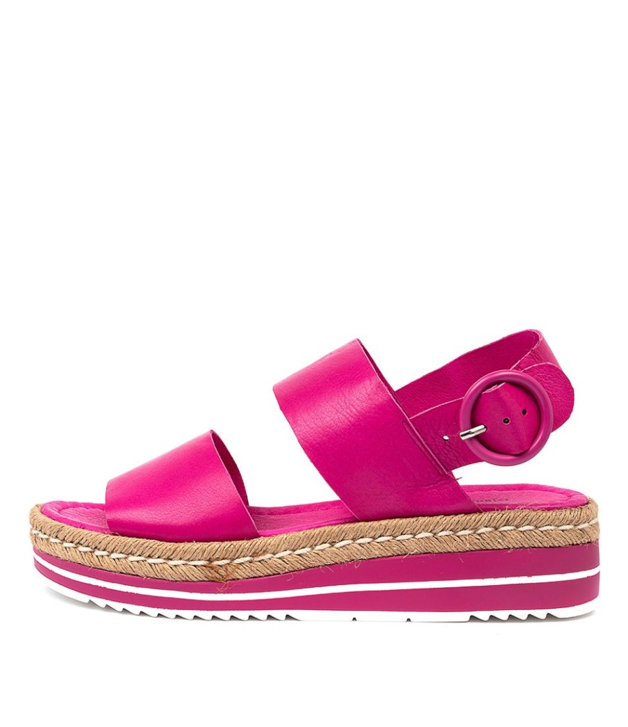 DJANGO & JULIETTE Atha Fuchsia Leather | Espadrilles