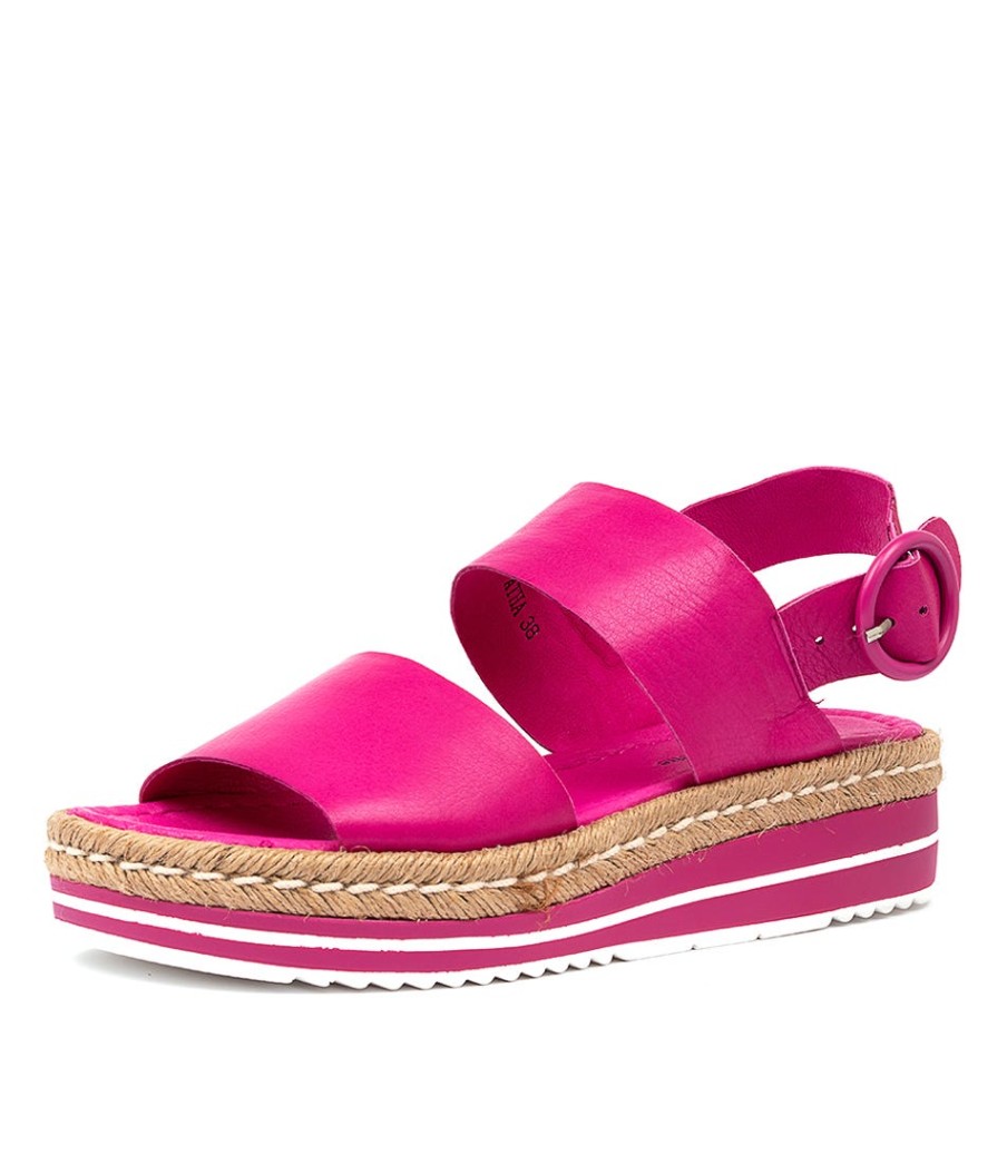 DJANGO & JULIETTE Atha Fuchsia Leather | Espadrilles