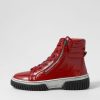 DJANGO & JULIETTE Yippie Dark Red White Patent Ankle Boots | Boots